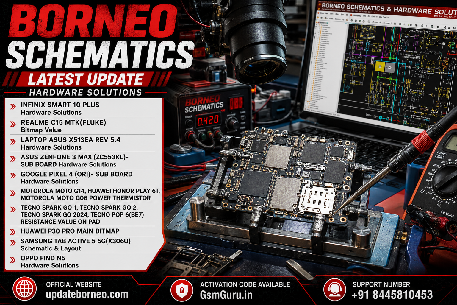 Borneo Schematics Latest Update 13 May 2026 – Infinix, Samsung, Xiaomi Hardware Solutions, Bitmap & BIOS Files Added