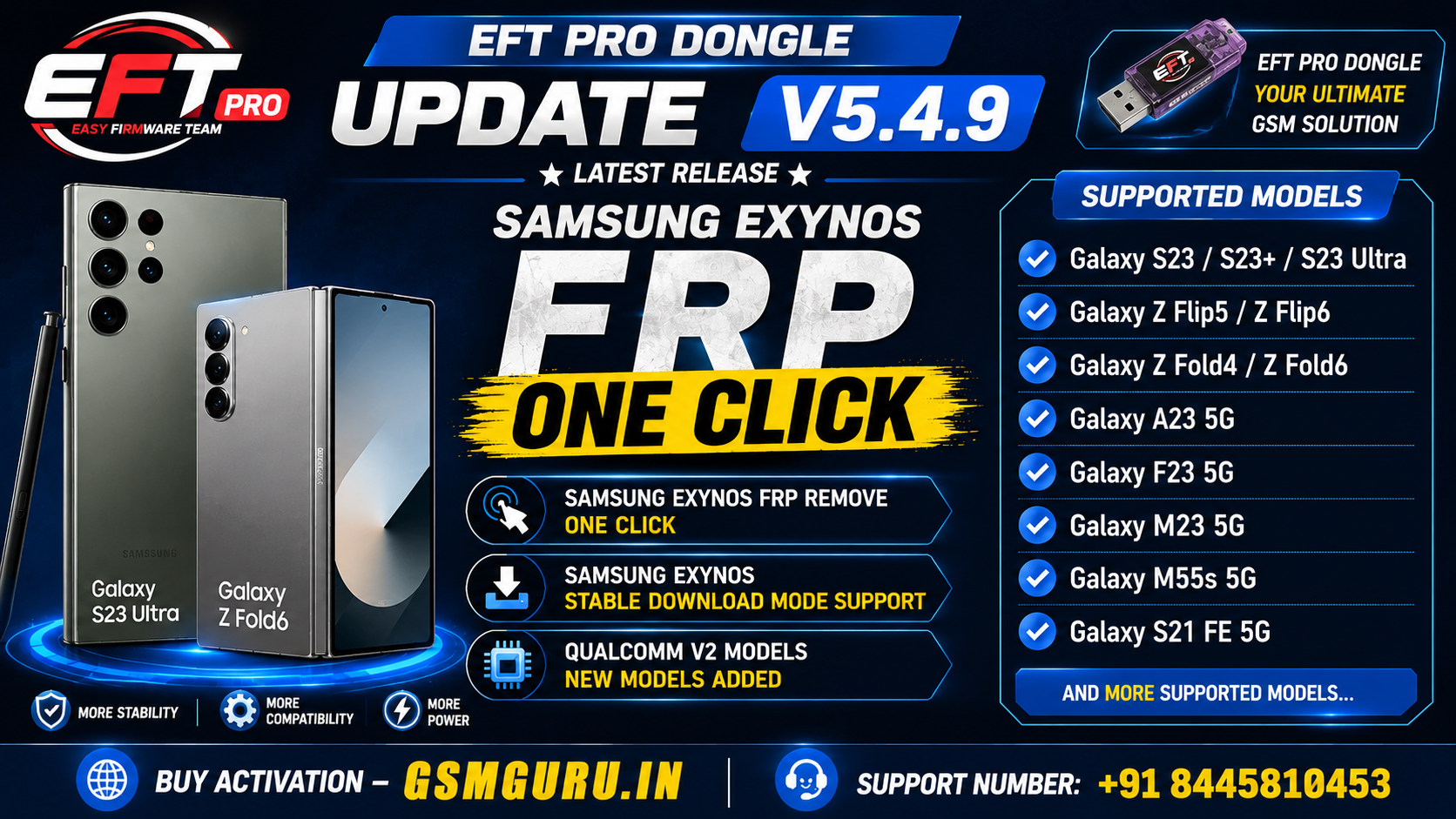 EFT Pro Dongle Update V5.4.9 – Samsung Exynos FRP & Qualcomm V2 Models Added